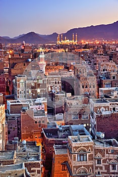 Yemen. Sunrise in the old city of Sanaa