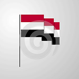 Yemen waving Flag creative background