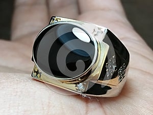 Yemeni Black Agate Combination With Elegant Ring