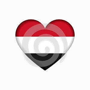 Yemeni flag heart-shaped sign. Vector illustration.
