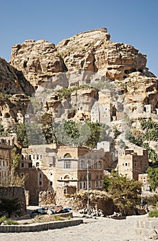 Yemeni mountain village near sanaa yemen