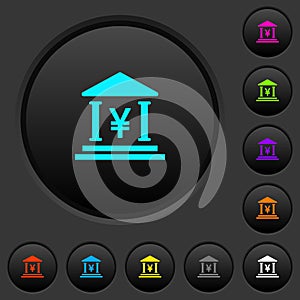 Yen bank office dark push buttons with color icons