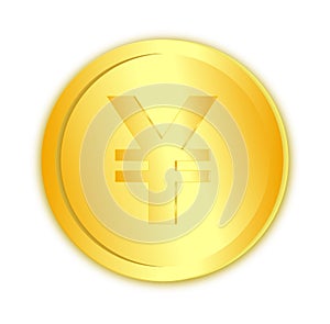 Yen currency sign on gold