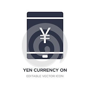 yen currency on tablet screen icon on white background. Simple element illustration from Computer concept