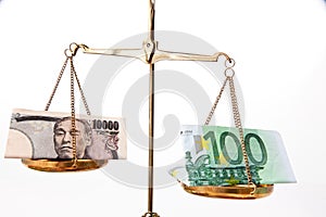 Yen and Euro money photo