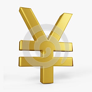 Yen icon gold color 3D currency symbols, currency icon right view