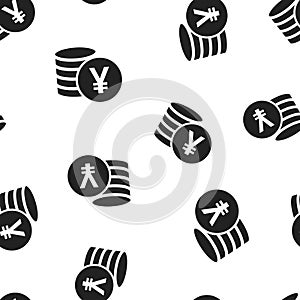 Yen, yuan money currency icon seamless pattern background. Business concept vector illustration. Asia coin money symbol pattern.