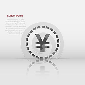 Yen, yuan money currency vector icon in flat style. Yen coin symbol illustration on white isolated background. Asia money business