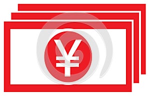 Yen, Yuan or Renminbi currency icon or logo on a bank note or bill. photo