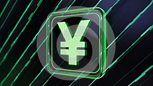 Yen or yuan sign. Currency icon. Money. Exchange rate display board. 3d illustration