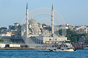 Yeni Mosque And Ferryboat In Bosphorus photo