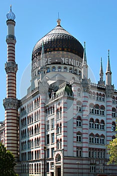 Yenidze, a former tobacco and cigarette factory in Dresden, Germnay. It was built in 1908 and designed in style of a mosque