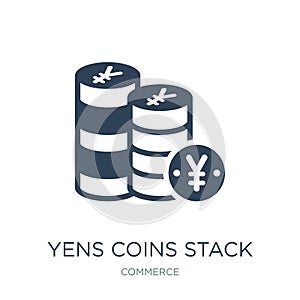 yens coins stack icon in trendy design style. yens coins stack icon isolated on white background. yens coins stack vector icon