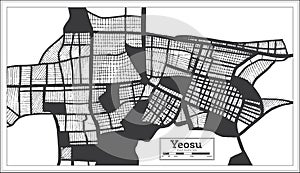 Yeosu South Korea City Map in Black and White Color in Retro Style photo