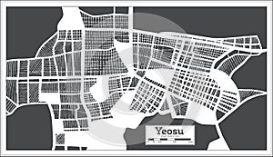 Yeosu South Korea City Map in Retro Style. Outline Map photo