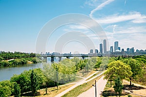 Yeouido modern cityscape and Han river park in Seoul, Korea photo