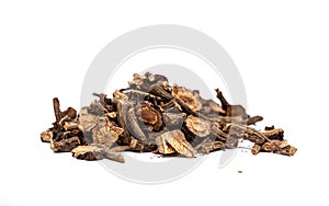 Yerba Mansa dried root on white