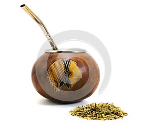 Yerba mate cup and straw