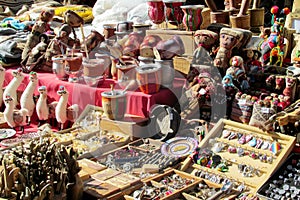 Yerba mate cups and souvenirs at South American market photo