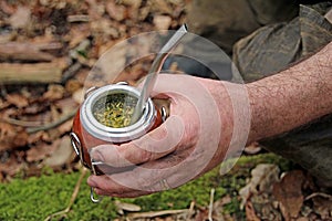 Yerba mate gourd and bombilla straw photo