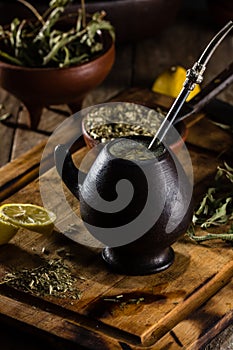 Yerba mate - Latin American hot drink herb tea photo