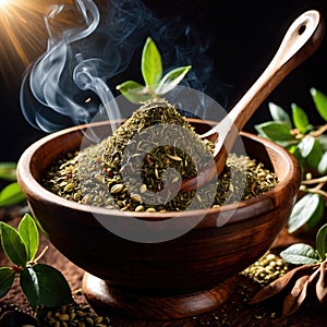 Yerba Mate, traditional herb drink, brewed fresh herbs