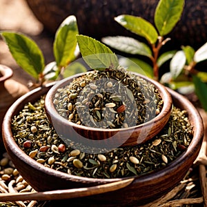 Yerba Mate, traditional herb drink, brewed fresh herbs