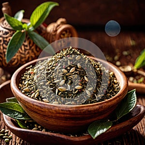 Yerba Mate, traditional herb drink, brewed fresh herbs