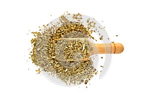 Yerba mate with a wooden spoon