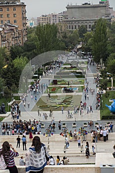 YEREVAN, ARMENIA - SEPTEMBER 21, 2017: Yerevan Cascade and the g