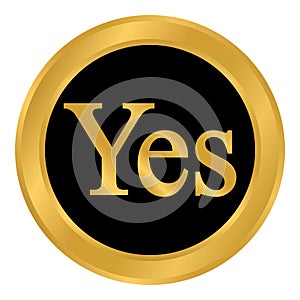 Yes button on white.