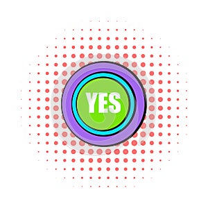 Yes green button icon, comics style