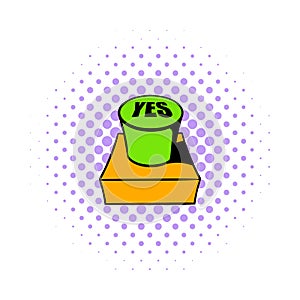 Yes green button icon, comics style