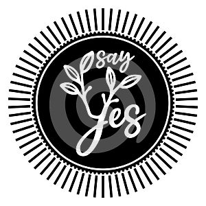 yes logo sign laurel leafes circle