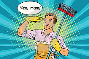 Yes mam Husband and cleaning the house photo