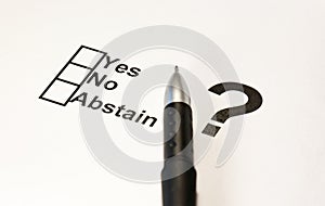 Yes No Abstain Check box Flag. Elections, referendum, people& x27;s choice.