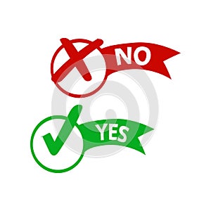 Yes No Or Agree Disagree Sign With Red Green with Checkmark Cross
