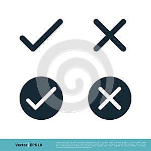 Yes/No, Agree/Disagree, True/False Icon Vector Logo Template Illustration Design. Vector EPS 10