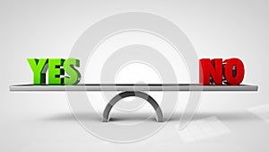 Yes and no balance concept isolate on white