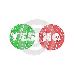 Yes and no banners grunge effect on white background, vector eps10 illustration