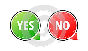 Yes and No button. Approved and Rejected. Yes no in speech bubble. Check marks.
