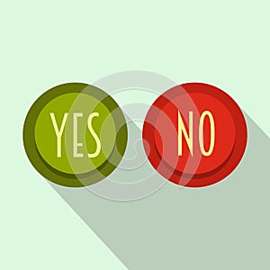 Yes and No button icon, flat style