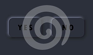 Yes no button icons. Approve or deny icon. Symbol for web site. Neumorphic UI UX dark user interface web buttons. Neumorphism