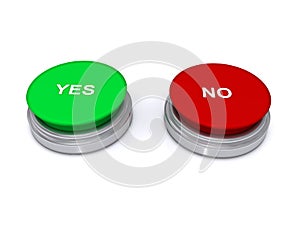 Yes no button on white