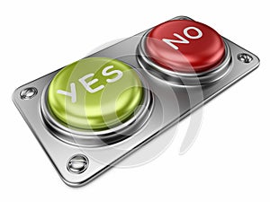 Yes and no buttons 3D. Choice concept