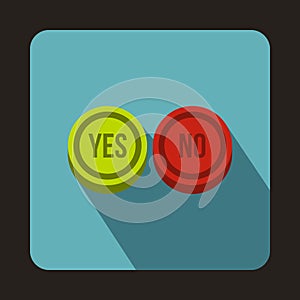 Yes and No buttons icon, flat style