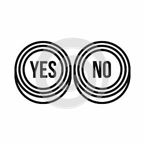 Yes and No buttons icon, outline style