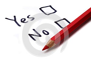 Yes and no check boxes on white paper