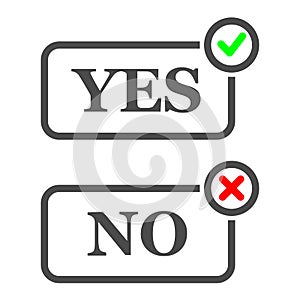 Yes and No check marks green and red. Vector. Pixel perfect vector graphics