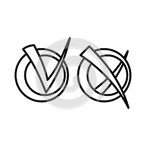 Yes No check marks icon, outline style